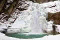 Pruncea waterfall at winter. Casoca river, Romania.