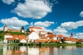 Beautiful Ptuj Grad in Slovenia with Castle and Fortifications at River Drava Royalty Free Stock Photo