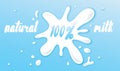 A beautiful puddle of spilled milk. Vector illustration. Milk drink. Ready-made advertising concept or set of elements for design.