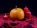 Autumn decoration with pumpkin and candles stock images