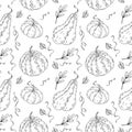 Beautiful pumpkin halloween thanksgiving seamless pattern