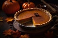 Beautiful pumpkin pie. American cuisine. Generative AI