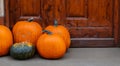 beautiful pumpkins outside a house,halloween concept