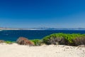 Beautiful Punta Paloma beach. A lot of kiteboarders training. Mount Jebel Musa in Morocco on the background. Tarifa, Cadiz