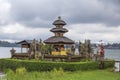 Pura Ulun Danu Bratan Water Temple in cloudy weather on the island of Bali, Indonesia Royalty Free Stock Photo