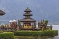 Pura Ulun Danu Bratan Water Temple in cloudy weather on the island of Bali, Indonesia Royalty Free Stock Photo