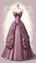 Beautiful purple ballgown illustration Royalty Free Stock Photo