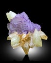 beautiful Purple blue fluorite cluster with dog tooth calcite Mineral specimen from baluchistan Pakistan