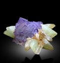 beautiful Purple blue fluorite cluster with dog tooth calcite Mineral specimen from baluchistan Pakistan