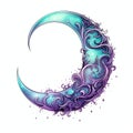 beautiful purple Crescent moon clipart illustration Royalty Free Stock Photo