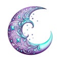 beautiful purple Crescent moon clipart illustration Royalty Free Stock Photo