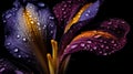 Beautiful purple flower with raindrops created with generative AI technology Royalty Free Stock Photo