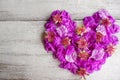 Beautiful purple flowers heart shape for valentine day and wedding Royalty Free Stock Photo