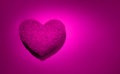 Beautiful purple fluffy heart shaped pillow backdrop. Beauty holiday pink heart, flatlay. Wedding card design. Love, St. Valentine