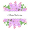 Beautiful purple lilac flower frame Royalty Free Stock Photo