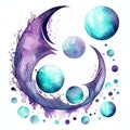 beautiful purple Moon phases clipart illustration