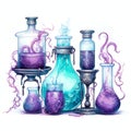 beautiful purple Potion mixing clipart illustration Royalty Free Stock Photo