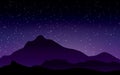 Beautiful purple sky with stary night landscape vector illustration