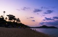 Beautiful purple sunset at tropical beach, Koh Samui Island, Thailand Royalty Free Stock Photo