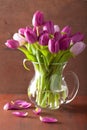 Beautiful purple tulip flowers bouquet in vase Royalty Free Stock Photo