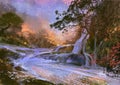 Beautiful purple waterfall