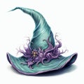 beautiful purple Witch\'s hat clipart illustration Royalty Free Stock Photo