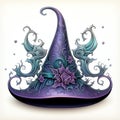 beautiful purple Witch\'s hat clipart illustration Royalty Free Stock Photo