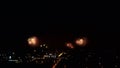 A beautiful pyro show fireworks in the big city in