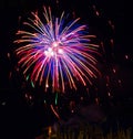 Beautiful and pyrotechnic fireworks in Recco, Italy / Fireworks in Recco, Genoa, Italy Royalty Free Stock Photo