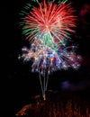 Beautiful and pyrotechnic fireworks in Recco, Italy / Fireworks in Recco, Genoa, Italy Royalty Free Stock Photo