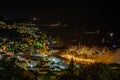 Beautiful and pyrotechnic fireworks in Recco, Italy / Fireworks in Recco, Genoa, Italy Royalty Free Stock Photo