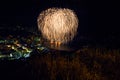 Beautiful and pyrotechnic fireworks in Recco, Italy / Fireworks in Recco, Genoa, Italy Royalty Free Stock Photo