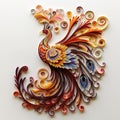 Quilling paper filigree phoenix with colorful flowers Generative AI