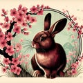 A beautiful rabbit oil painting.