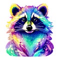 Beautiful racoon portrait in watercolor style. Generative AI