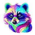 Beautiful racoon portrait in watercolor style. Generative AI