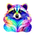 Beautiful racoon portrait in watercolor style. Generative AI