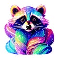 Beautiful racoon portrait in watercolor style. Generative AI