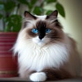 Beautiful Ragdoll Cat with Blue Eyes - Captivating Portrait