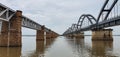 Beautiful Railway bridges across the Godavari river in Rajahmundry,Andhrapradesh, India