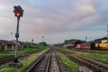 Beautiful railway junction landscape and railway lines Royalty Free Stock Photo