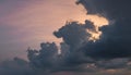 Beautiful rain clouds at dusk. Dramatic cloudscape at sunset Royalty Free Stock Photo