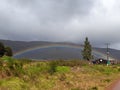 Beautiful rainbow against mountain