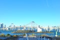 Rainbow bridge that connects Odaiba and mainland Tokyo across Tokyo Bay