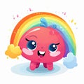 Beautiful rainbow and cartoon. Cute rainbows with cartoon characters. Rainbow and cloud cartoon design on white backgrounds.