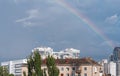 Beautiful rainbow on the city of Kiev, Ukraine.