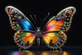 A beautiful, colorful butterfly crafted from electronic components.