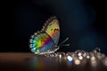 Beautiful rainbow colored butterfly, multicolor fantasy insect, AI generative illustration
