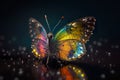 Beautiful rainbow colored butterfly, multicolor fantasy insect, AI generative illustration