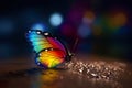 Beautiful rainbow colored butterfly, multicolor fantasy insect, AI generative illustration